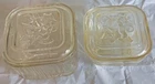 2 Federal Glass square Refrigerator Dish Boxs Embossed Vegetable w/LidVintage
