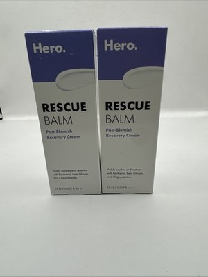 Lot (2) Hero Cosmetics Rescue Balm, Post Blemish Recovery Cream 15 ml Exp 05/25