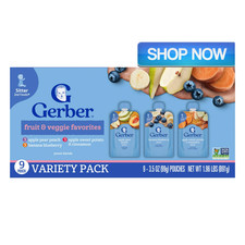 Gerber Fruit  Veggie Favorites, Toddler Food Variety Pack, 3.5 oz Pouches 9 Pa