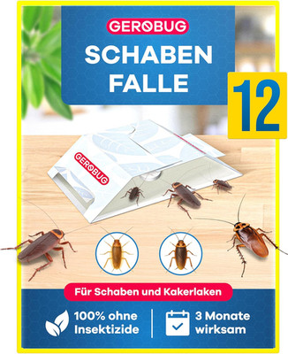 Gerobug Schabenfalle 12 STK. Inkl. Ködertabletten - Kakerlakenfalle Zur Befallse