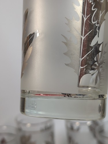 Libbey Silver Leaf frosted 14 Oz Tumblers glasses set 8 vintage MCM Mid Century - Picture 7 of 10