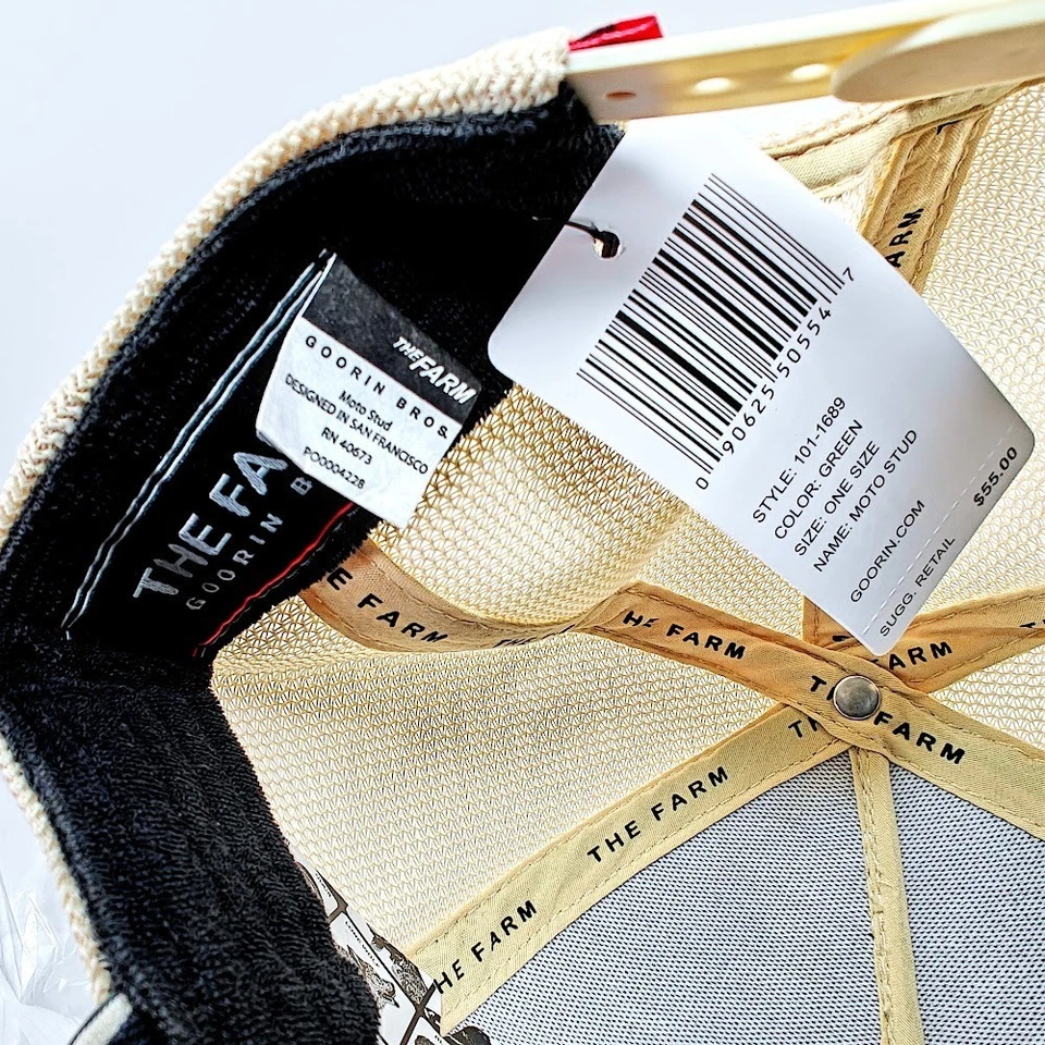 Goorin Bros. Trucker Hat Moto Stud Green/White Horse Retro Faux Snapback Cap New - Image 3 of 4