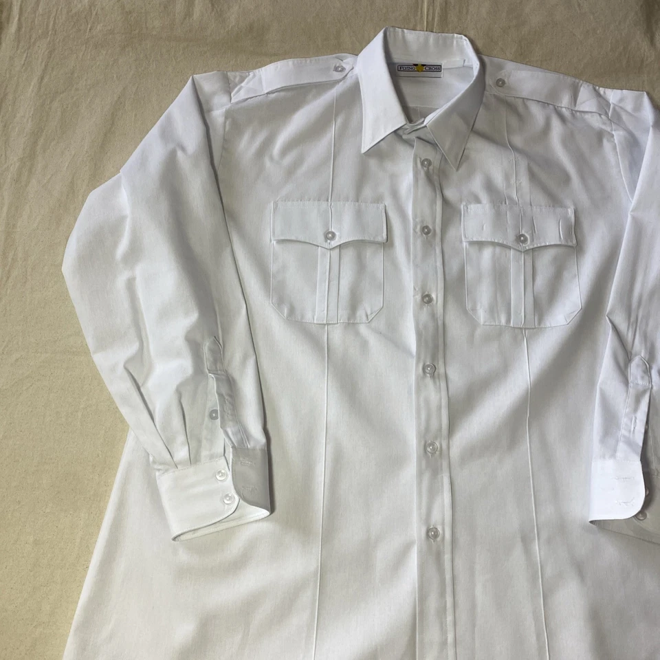 Camisa Uniforme Cruz Voladora Manga Larga Blanca. 18.0 35 Duropoplin recién seco Foto 3 de 4