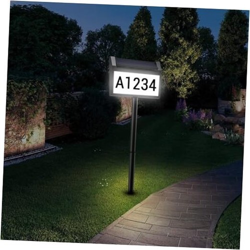 Solar House Number Sign, LED Illuminated Outdoor Address Plaque with Smart