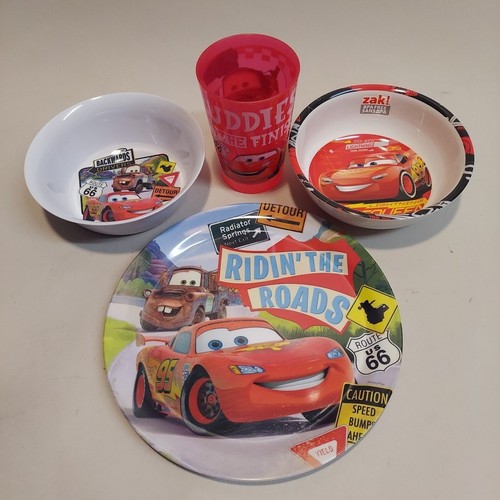 Zak! Lightning McQueen & Mater Melamine Plate, Bowl & Cup Set