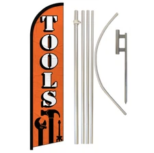 Tools Full Curve Windless Swooper Flag & Pole Kit Hardware Store ORNG