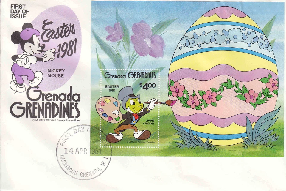 Grenada Grenadines  Disney FDC Easter 1981(4) & Souvenir Sheet Cover- DI 5355/56 - Image 3 of 4