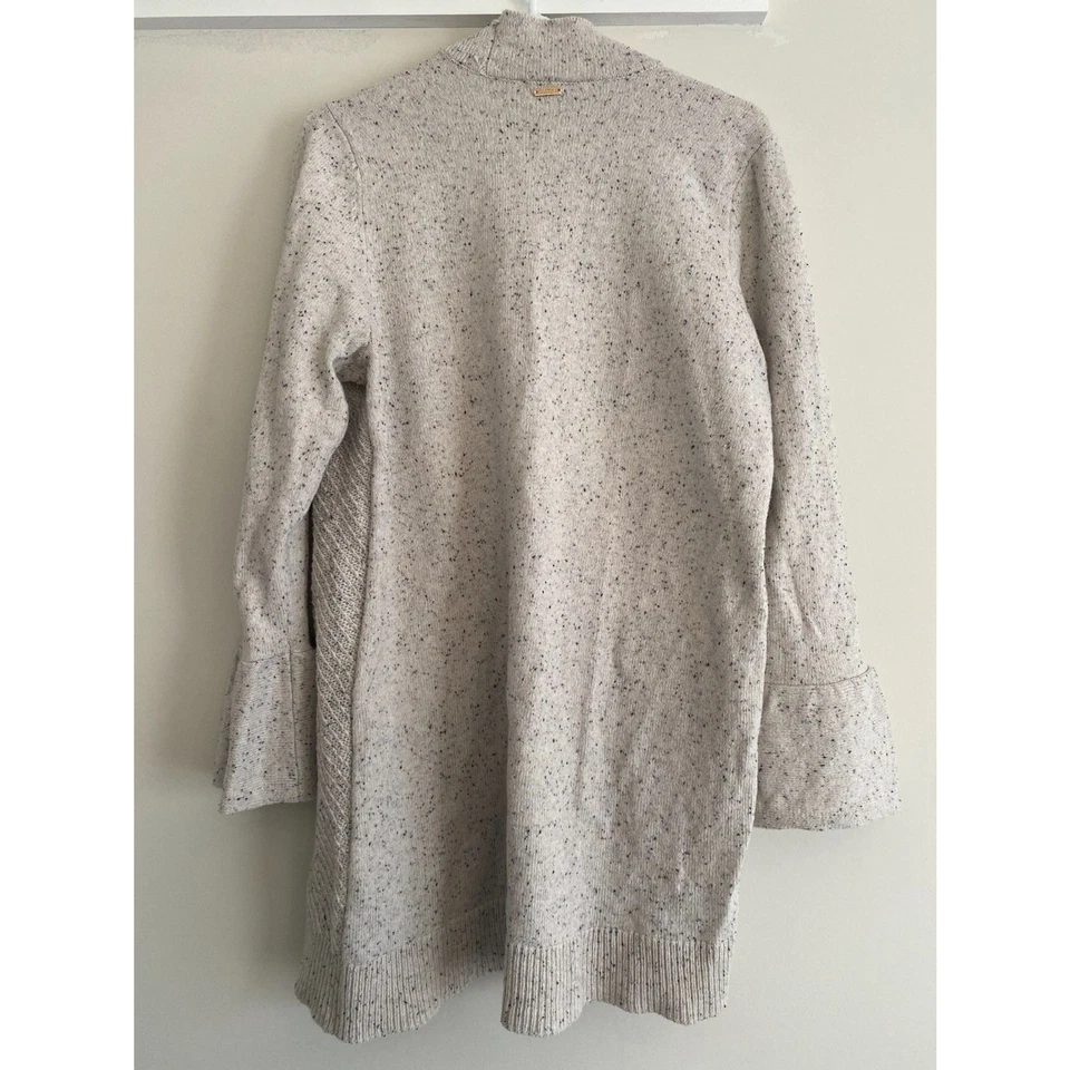 Cárdigan Ivanka Trump crema jaspeado para mujer grande acampanado algodón gris Foto 3 de 4