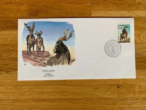 FINLAND SUOMI 1989 FDC FLEETWOOD AUDUBON MARKHOR GOAT