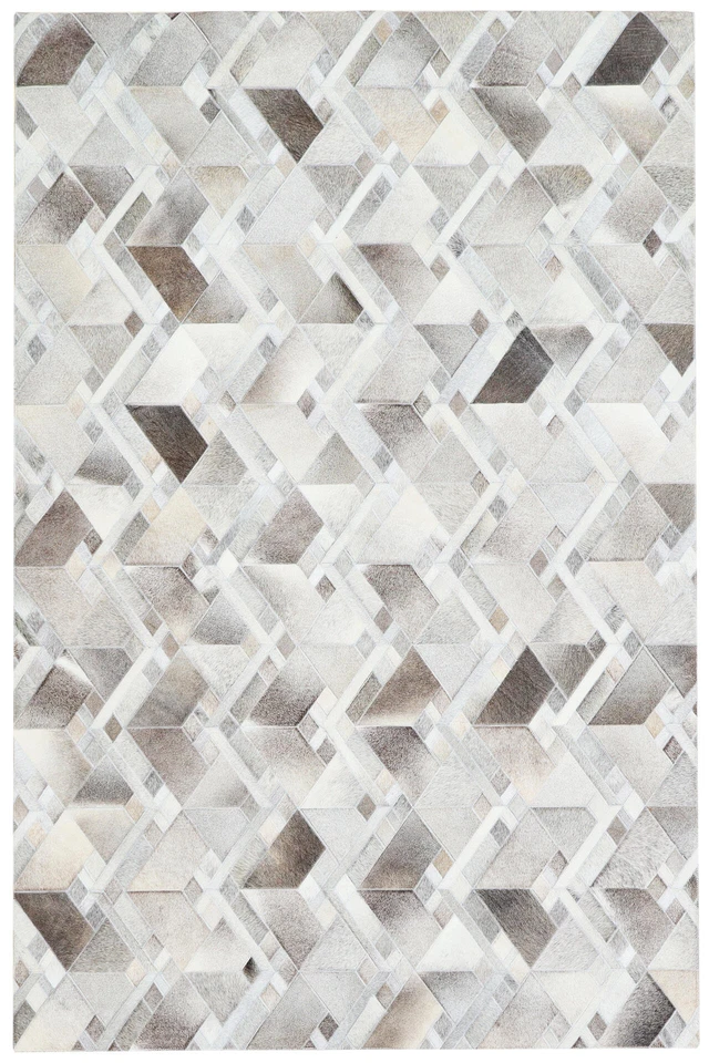 Leder Teppich Cowhide 150x240 cm echtes Rindsleder Rug Handarbeit beige braun - Bild 1 von 4