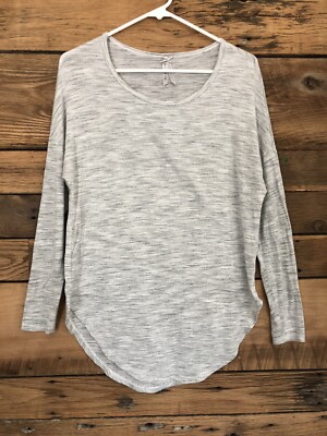 Womens Joco Tunic Length Long Sleeve T Shirt Sz S Heather Gray Round Hem