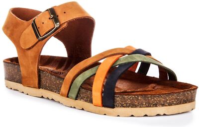 Justinreess England Winona Open Toe Nubuck Womens Sandal Tan Size 5 - 11