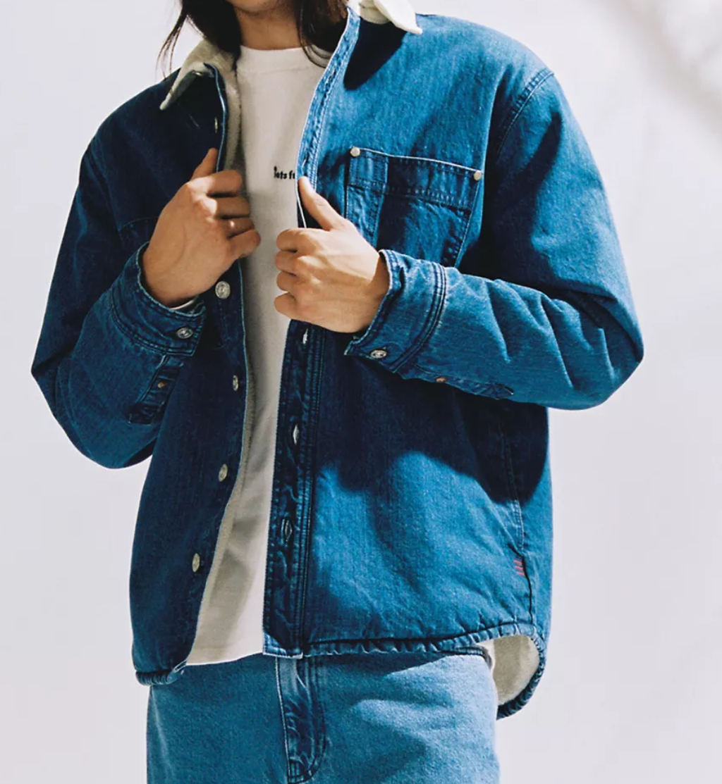 NEW Urban Outfitters BDG Sherpa Lined Denim Shirt Jacket Size S