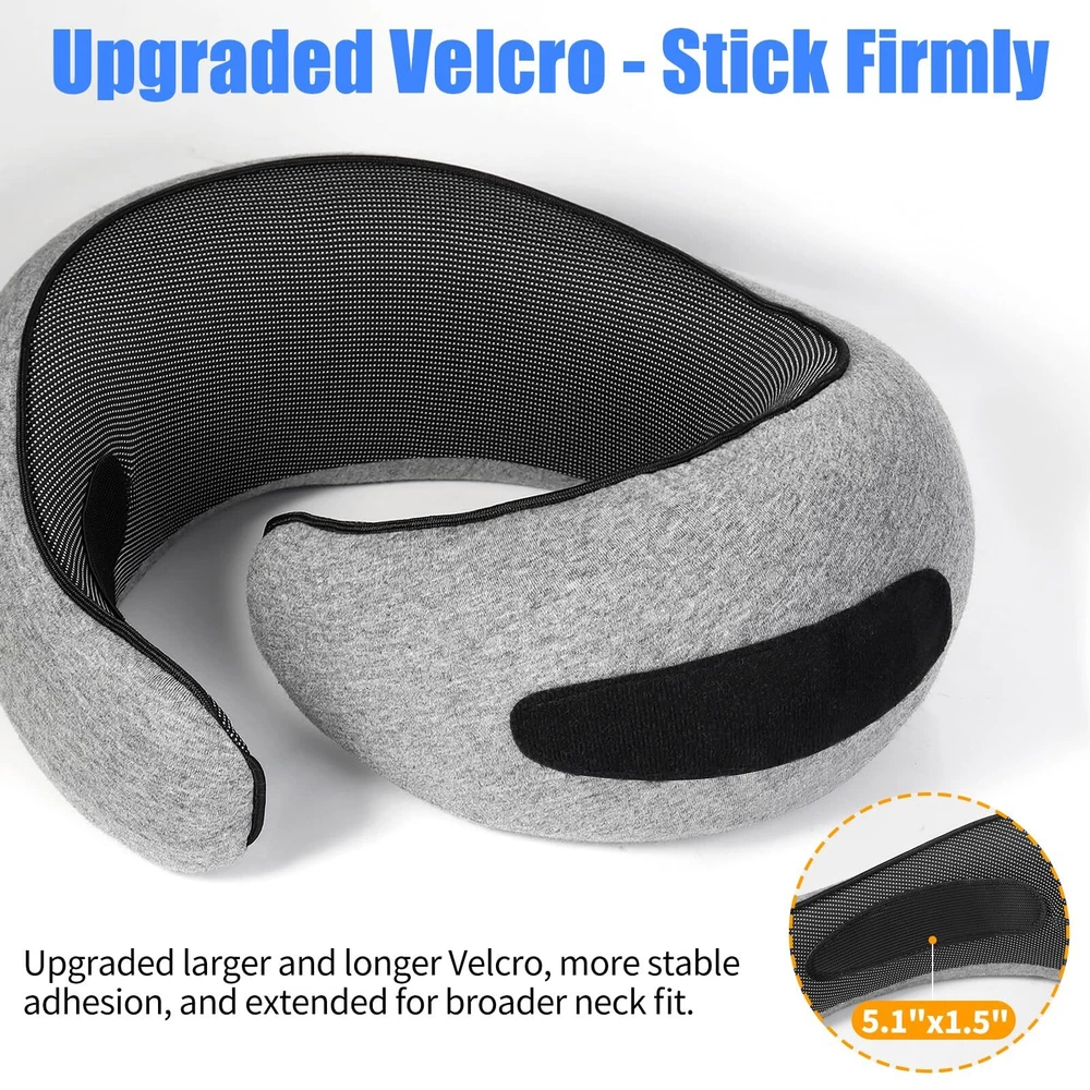 Memory Foam Travel Neck Pillow with 360° Support for Airplane Comfort