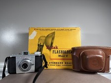 Vintage Kodak Pony 828 Camera With Kodak Flasholder Model B  Leather Case