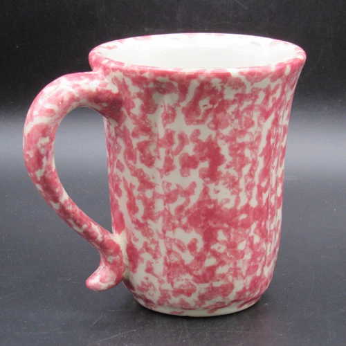 Workshops of Gerald Henn Tall Mug, Rose Sponge,  Roseville OH, 4 1/4"h Spongware