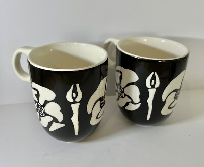 Two Black And White Sagaform Mugs Made In Sweden