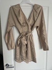 Size 10 Pretty Little Thing Gold/Beige Dress