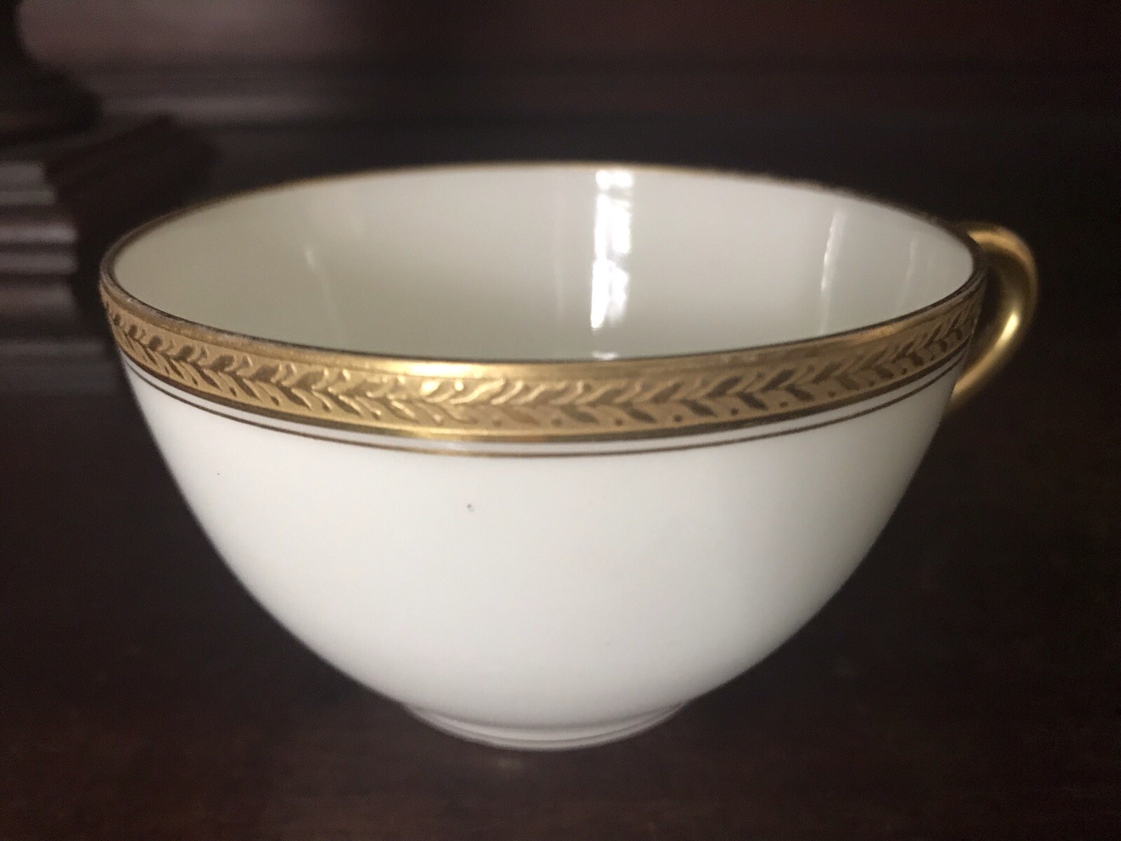 Marshall Fields Chicago Limoge White Gold Rim Coffee Tea Cup Haviland Wreath