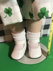 Porcelain Doll Hand Made Outfit Irish Shamrock Print 18” Stand And Dust Cover — photo 9