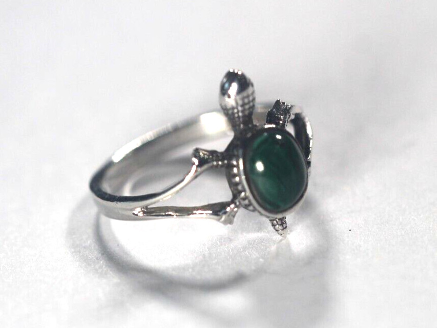 Vintage Southwest Solid Sterling Silver Malachite… - image 2