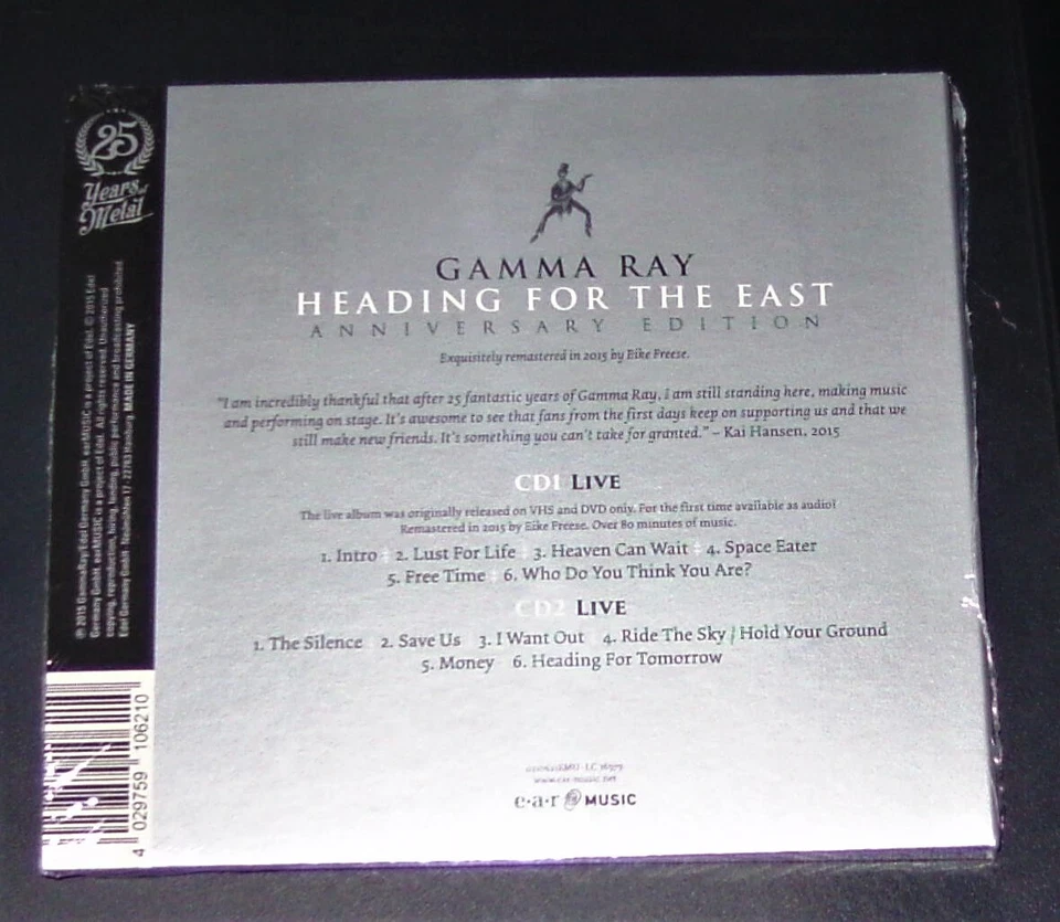 GAMMA RAY HEADING FOR THE EAST ANNIVERSARY EDITION DOPPEL LIVE CD IM DIGIPAK NEU - Bild 2 von 3