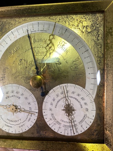 Vintage Barometer Weather Station, Wittnauer, England, Millibar, Temp, Humidity - Picture 10 of 20