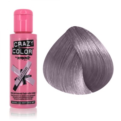 Crazy Color Colour Hair Dye Semi-Permanant 100ml PLATINUM FAST