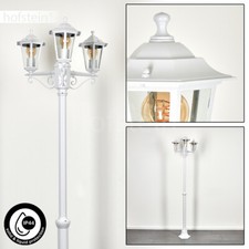 3-flammige Garten Laterne Wege Lampe Außen Steh Leuchte Kandelaber Glas weiß