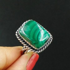 Natural Malachite Gemstone 925 Sterling Silver Proposal Women's Ring