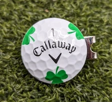 Callaway Truvis Real Golf Ball Marker With Magnetic Hat Clip Shamrock Clover...