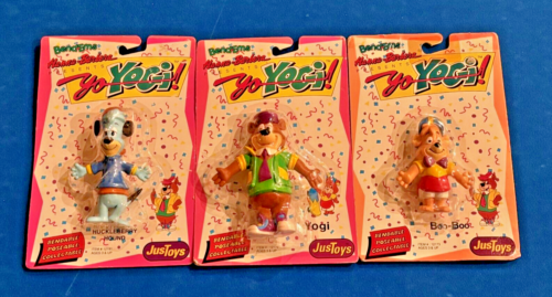 JusToys Hanna Barbera Yogi Bear Boo Boo Huckleberry Hound Bend-Ems Bendable 1991