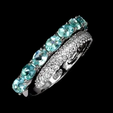 925 Sterling Silver Ring Oval Blue Apatite Natural Gemstone Jewelry Size 8 Gift