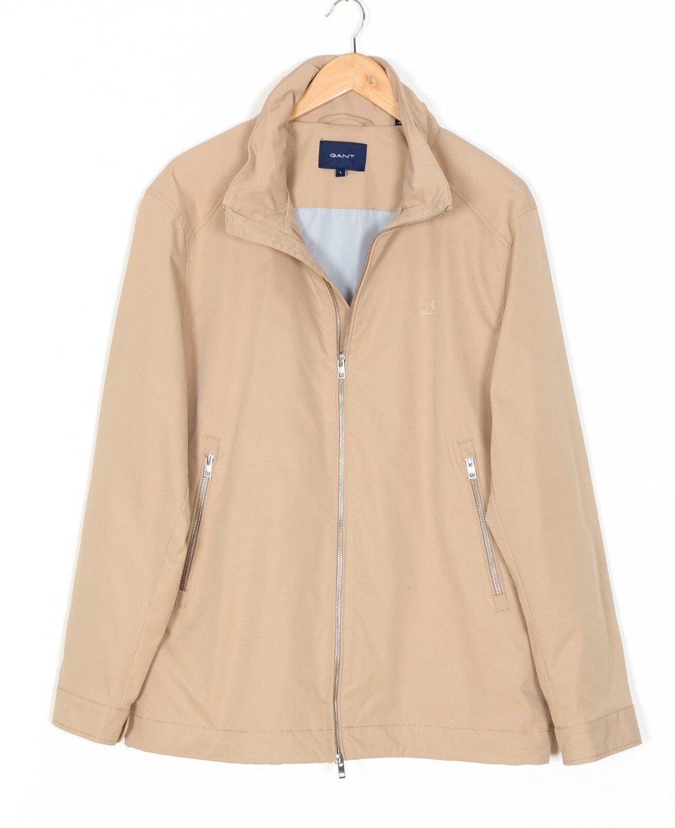 GANT Midlength Jacket Men Size L Beige Hidden Hood MJ5033
