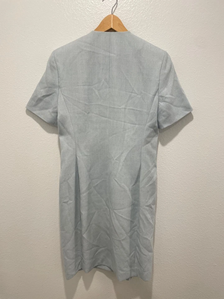 Vintage Womens Dress Size 6 Blue Button Up Short Sleeve Secretary Career 90s - Image 4 of 4