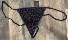 NWT FREDERICK'S OF HOLLYWOOD BLUE LEOPARD SMOOTH MINI G V STRING PANTIES 1X