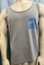 L Vintage 1990 OCEAN PACIFIC Artistic SINGLE STITCH Gray Neon TANK TOP T-SHIRT