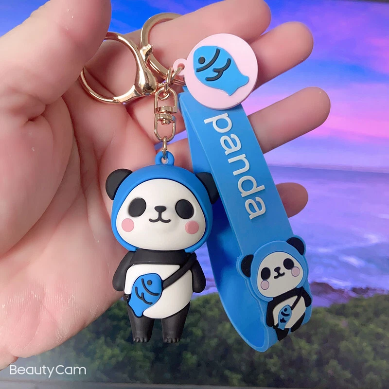 Cute Cartoon Fruit Panda Charm Pvc Keychain Pendant Fit Bag Car