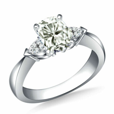 3+Ct Near White Cushion Moissanite Diamond Engagement Ring 925 Sterling Silver