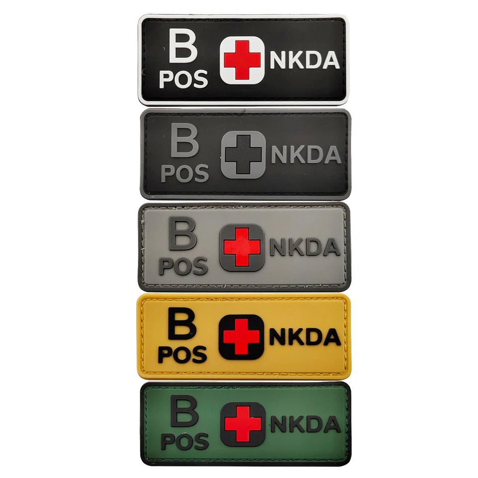 3D PVC Rubber Hook Patch Blood Type A B AB O Pos NKDA Back Emblem Fastener Badge - Image 4 of 4