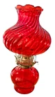 Vintage Red  Oil Lamp with  Glass Shade 12'' Tall / New !!!