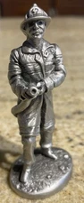 Firefighter HUDSON FINE PEWTER #7169 U.S.A. 1995 FIGURINE  Fireman 3.25” NOS NEW