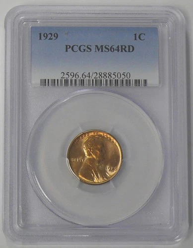 1929-P MS-64 RD LINCOLN CENT - PCGS GRADED - NICE RED CENT, SEE PICTURES