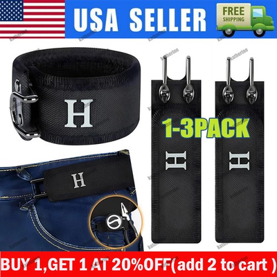 #ad 1 3PC Tactical Metal Hook Elastic Belt Buckle Less Invisible Waist Belt Closure $16.99