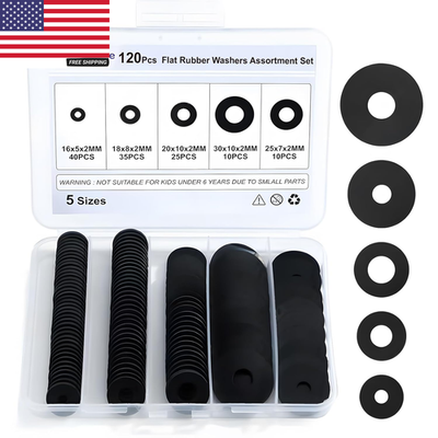 #ad #ad 120Pcs Flat Rubber Washers Assortment Kit16 18 20 25 30Mm Black WasherVibratio $10.70