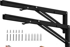 Folding Shelf Brackets Heavy Duty Supports 150 lbs. 20" Inch Black DIY 2pc New