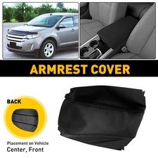 Center Console Lid Armrest Cover Black Leather Fit Ford Edge 2011-2013 2014 Exxi
