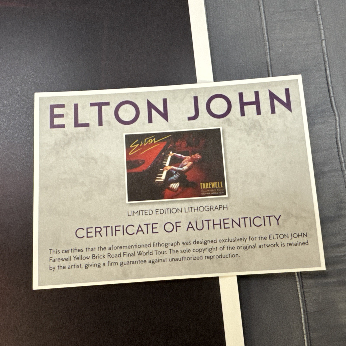 Elton John Lithograph Farewell Yellow Brick Road Poster With COA
