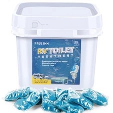 RV Toilet Treatment Pods 50 Pack Deodorizer for Black & Grey Water Tank
