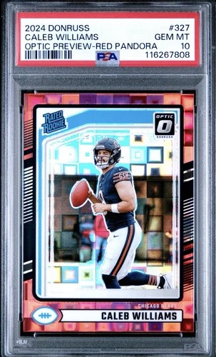 2024 Donruss Rated Rookie Caleb Williams Optic Preview Red Pandora RC PSA 10
